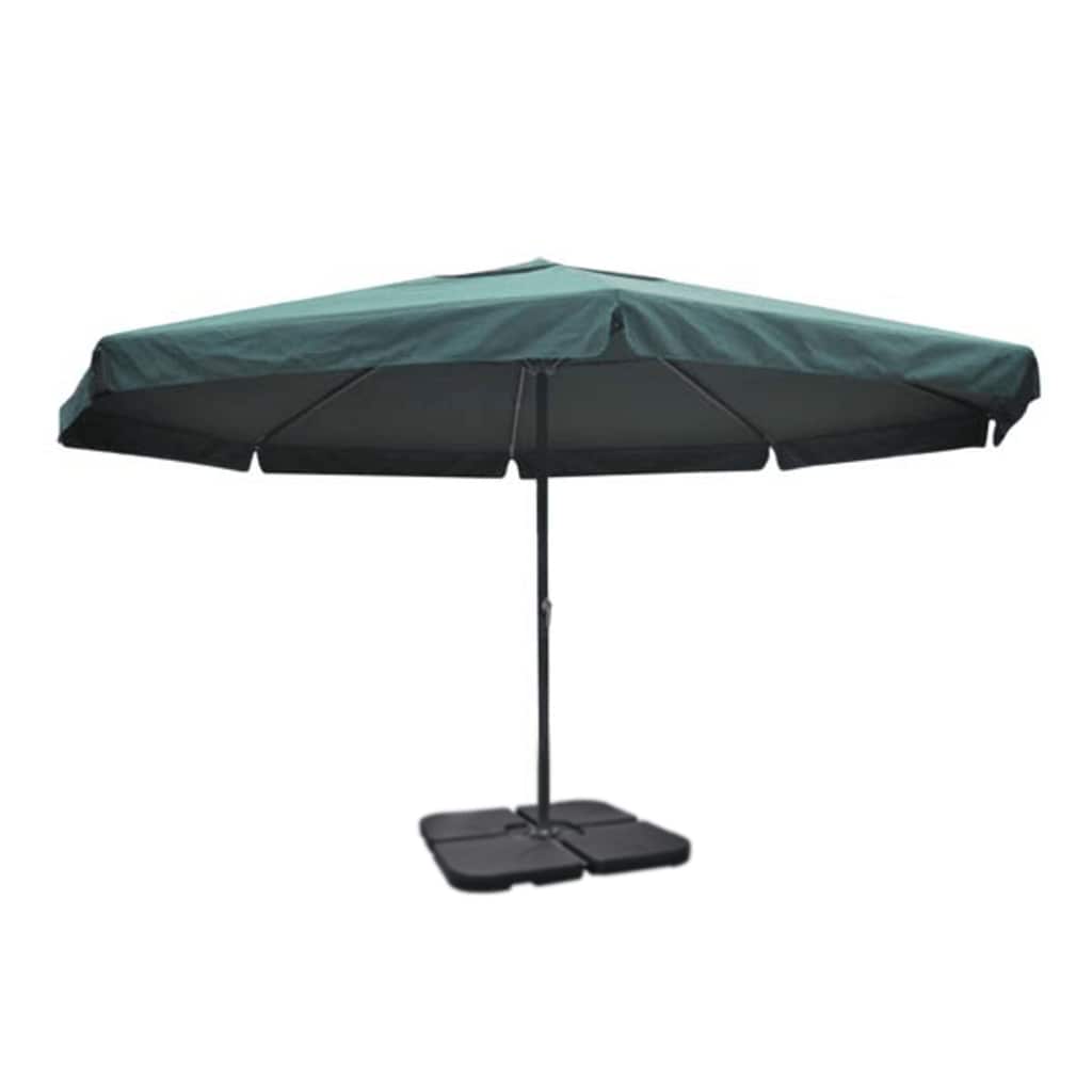 Guarda-sol de jardim em alumínio com base portátil verde