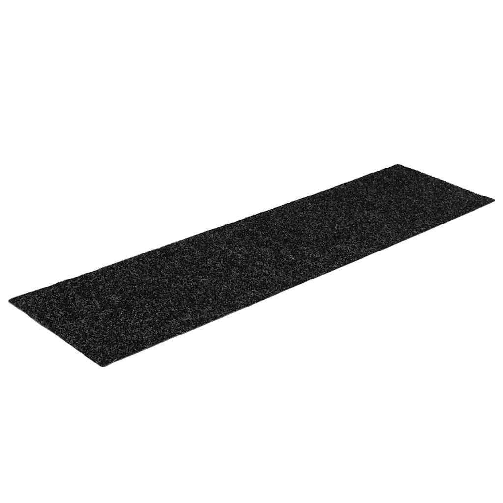 Tapetes de escada autoadesivos 30 peças 76x20 cm pretos retangulares