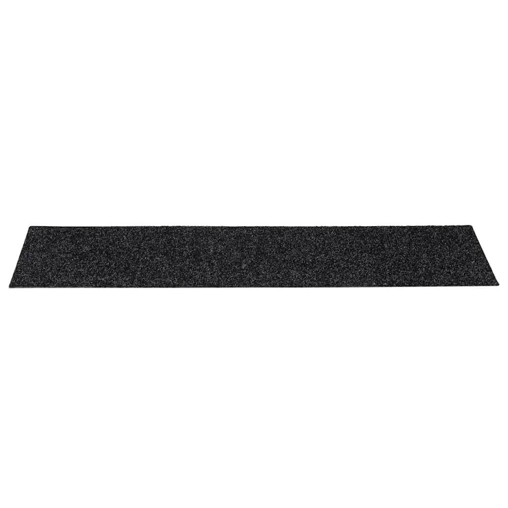 Tapetes de escada autoadesivos 30 peças 76x20 cm pretos retangulares