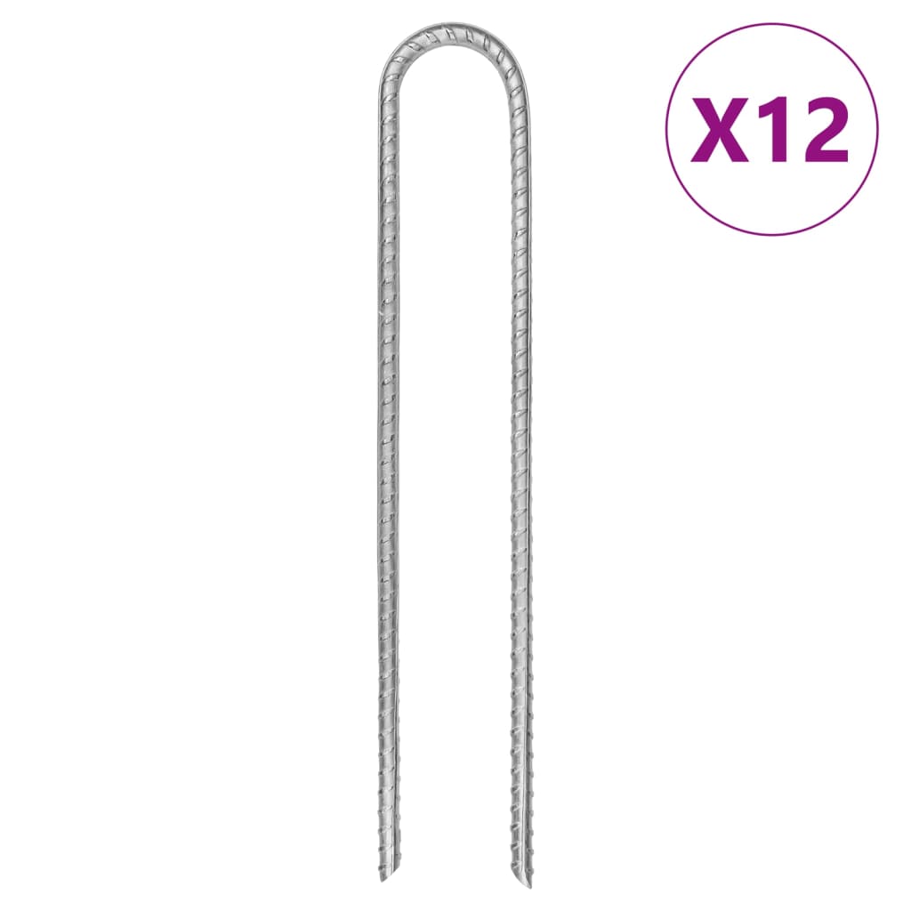 Estacas p/ tenda 12 pcs forma de u 30 cm ø7 mm aço galvanizado
