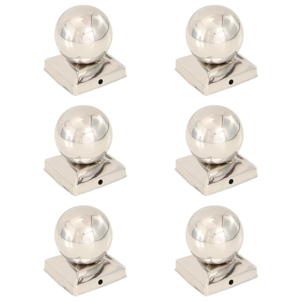 Tampas em globo p/ postes vedação 6 pcs aço inoxidável 91x91mm