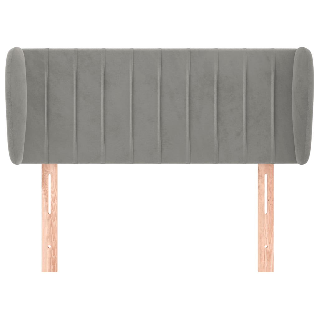 Cabeceira de cama c/ abas veludo 103x23x78/88 cm cinzento-claro