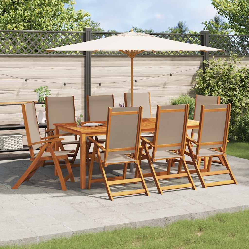 Cadeiras de jardim dobráveis 8 pcs acácia maciça e textilene