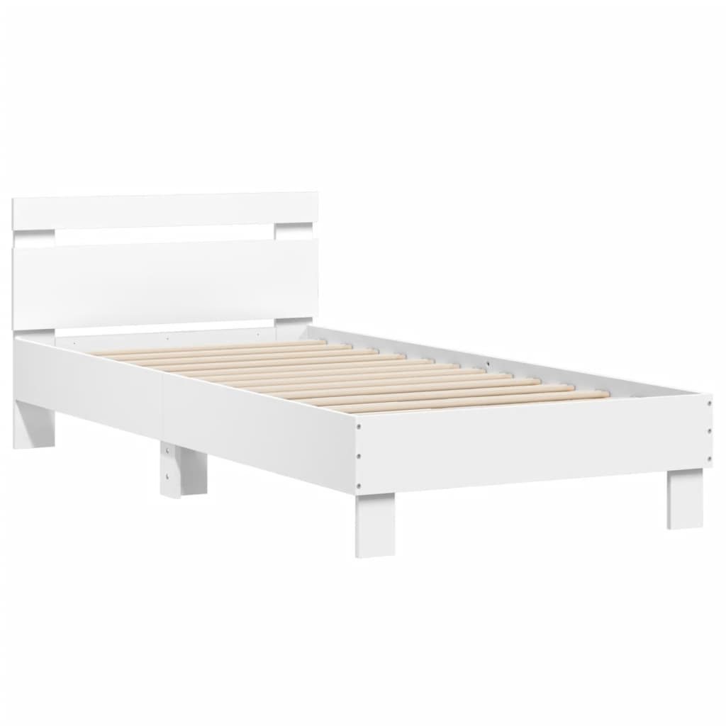 Estrutura cama cabeceira 75x190 cm derivados de madeira branco