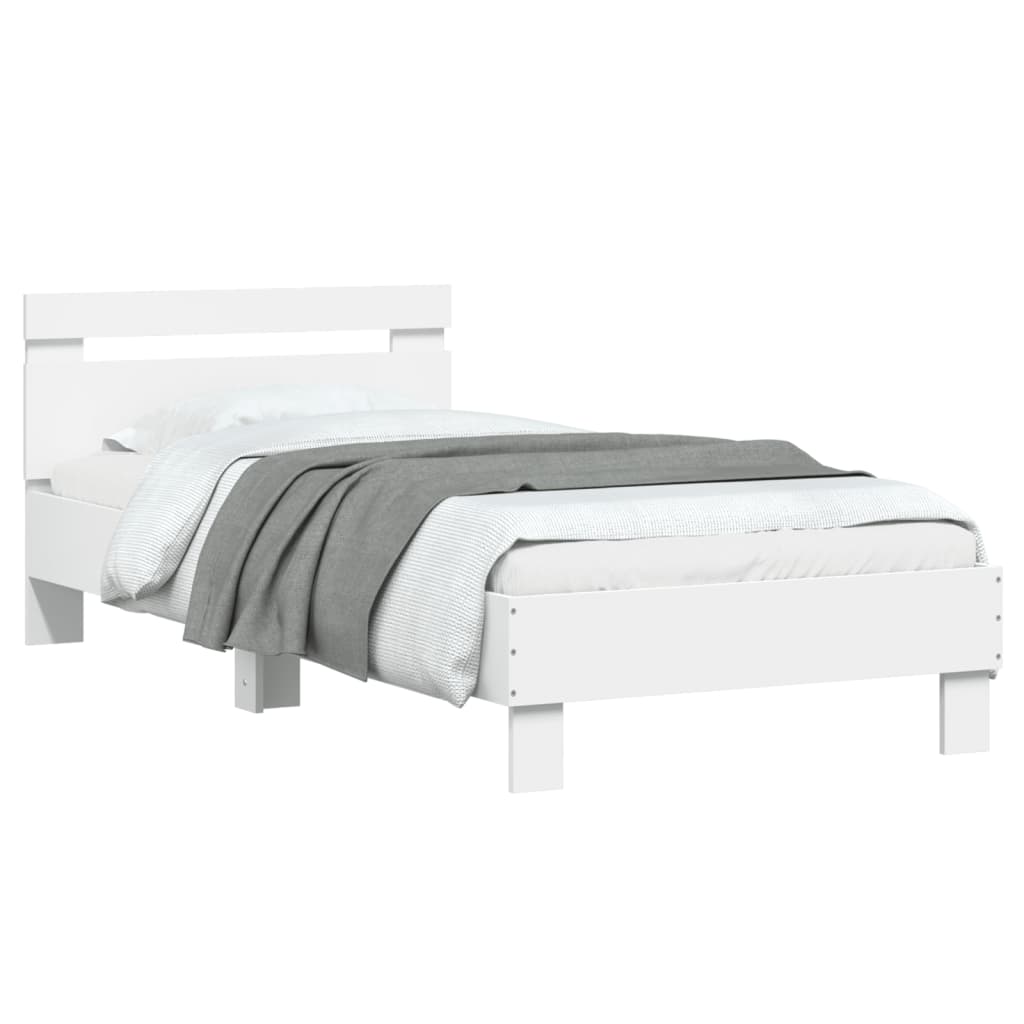 Estrutura cama cabeceira 75x190 cm derivados de madeira branco