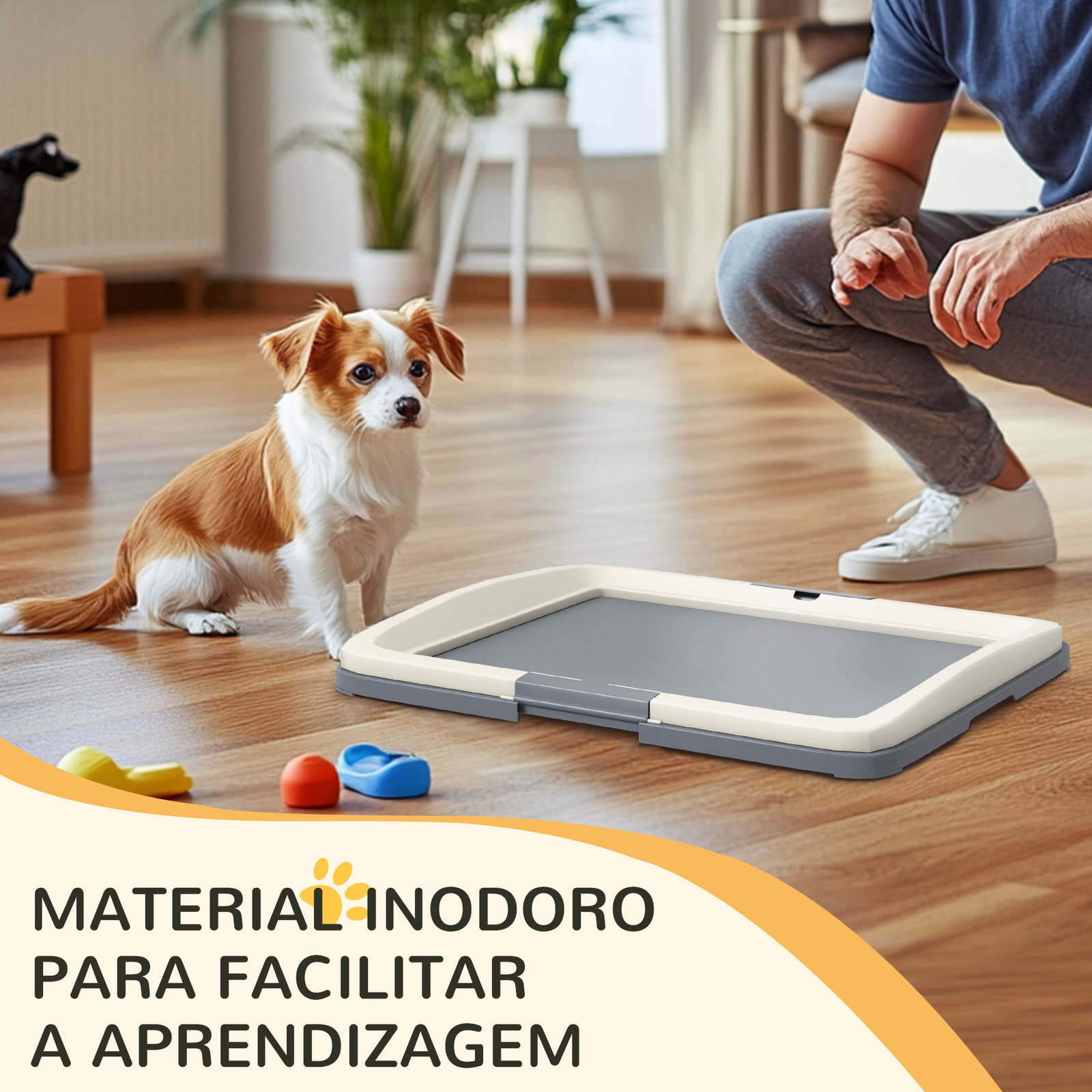 Tabuleiro para resguardos de cães sanita para cães com bandeja para treino em exterior e interior 63x48,5x6 cm cinza