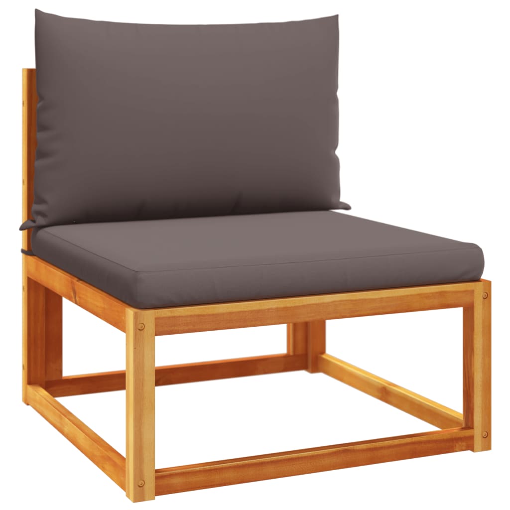 Conjunto de sofás de jardim de 4 peças com almofadas de madeira de acácia e vime