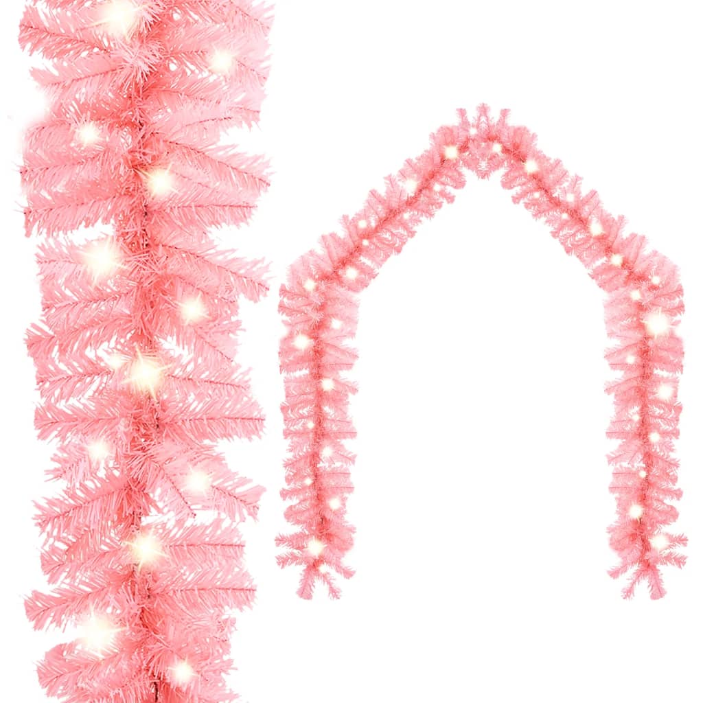 Grinalda de natal com luzes LED 5 m cor-de-rosa