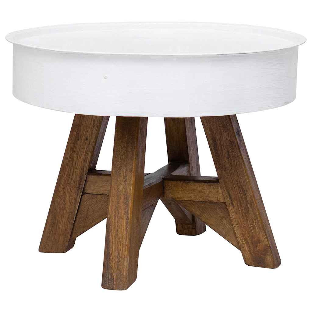Mesa de centro 60x45 cm madeira recuperada maciça branco