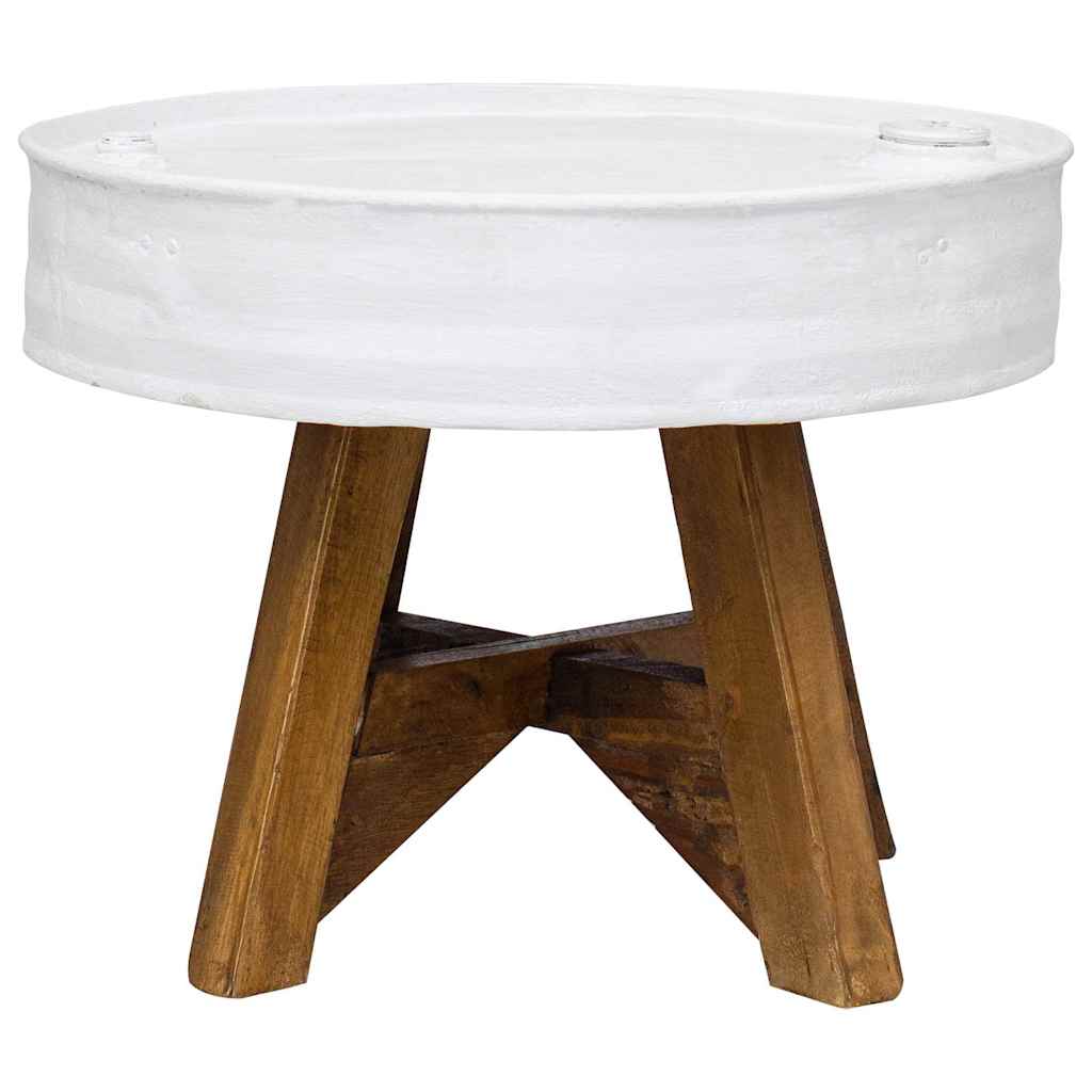 Mesa de centro 60x45 cm madeira recuperada maciça branco