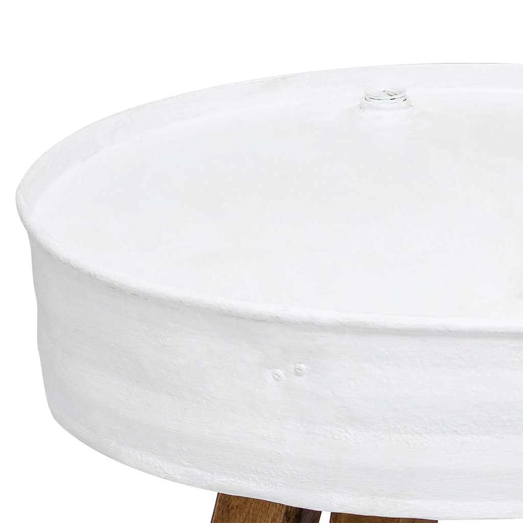 Mesa de centro 60x45 cm madeira recuperada maciça branco