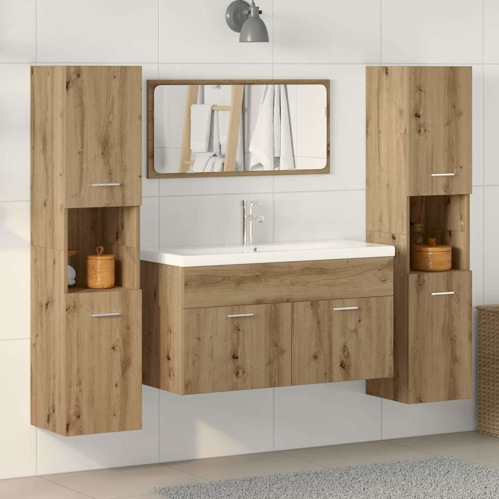 4 Pcs móveis de casa de banho deriv. madeira carvalho artisiano