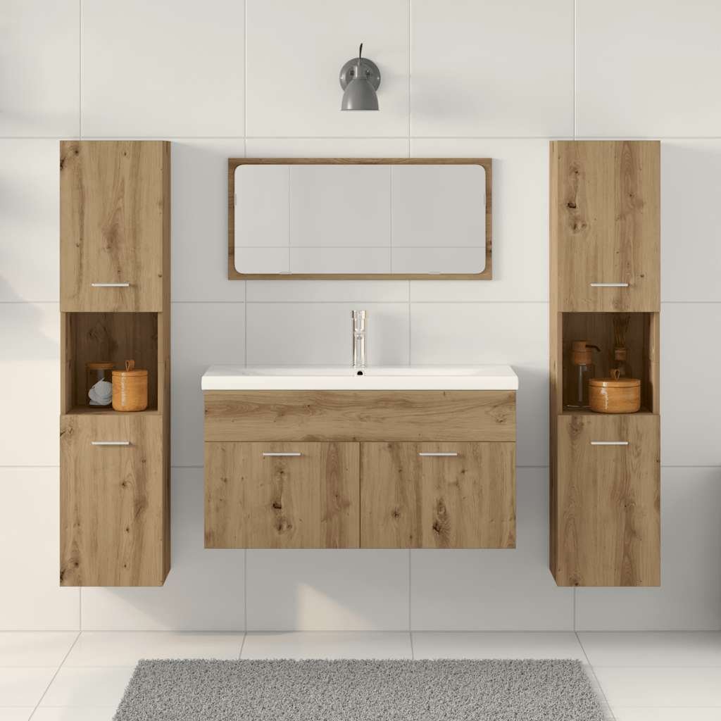 4 Pcs móveis de casa de banho deriv. madeira carvalho artisiano