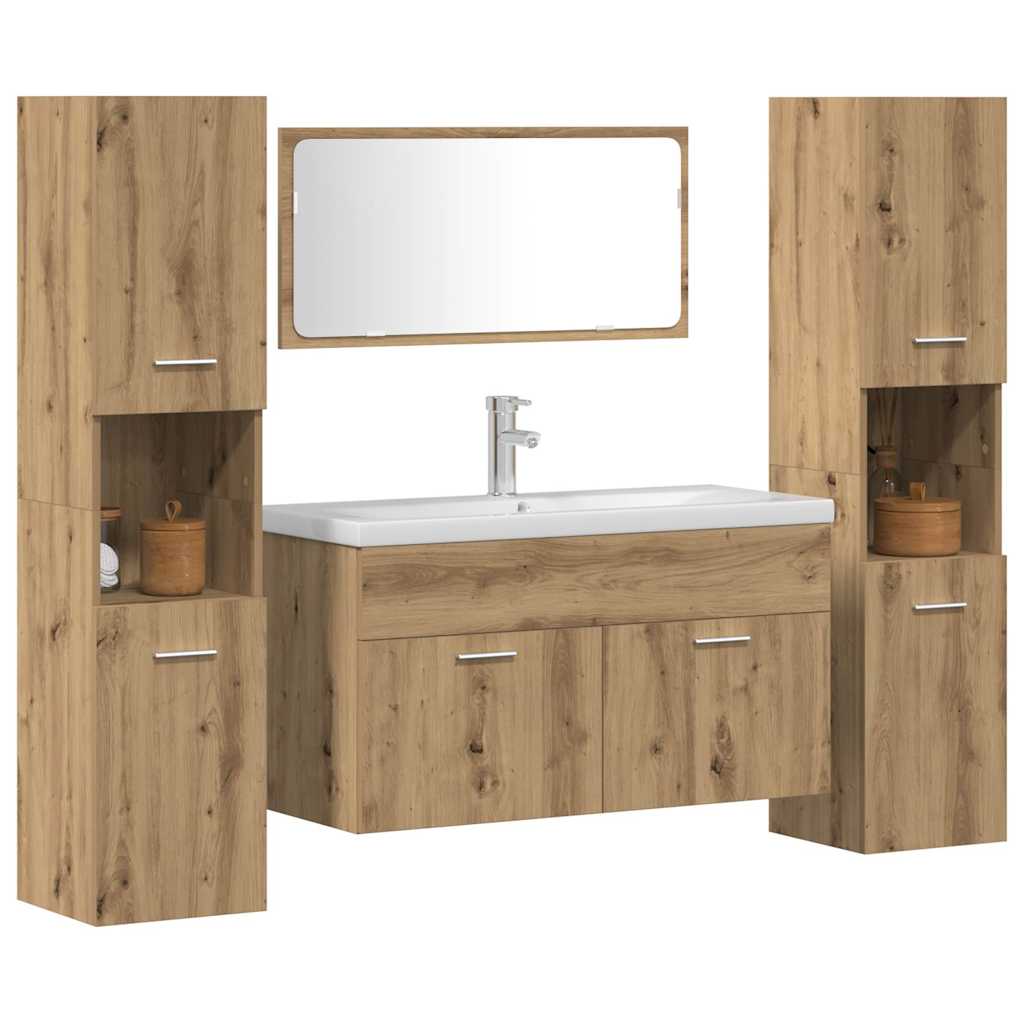 4 Pcs móveis de casa de banho deriv. madeira carvalho artisiano