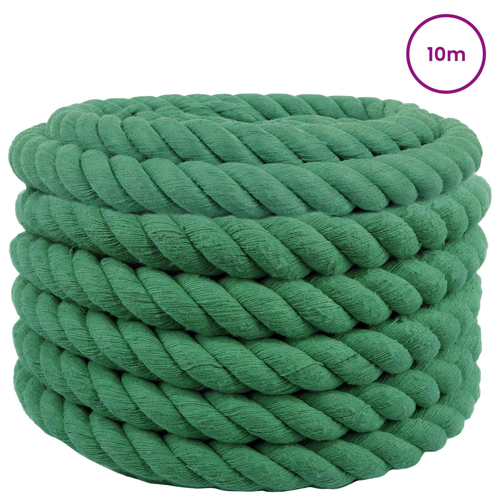 Corda de algodão 36 mm 10 m verde 100% algodão