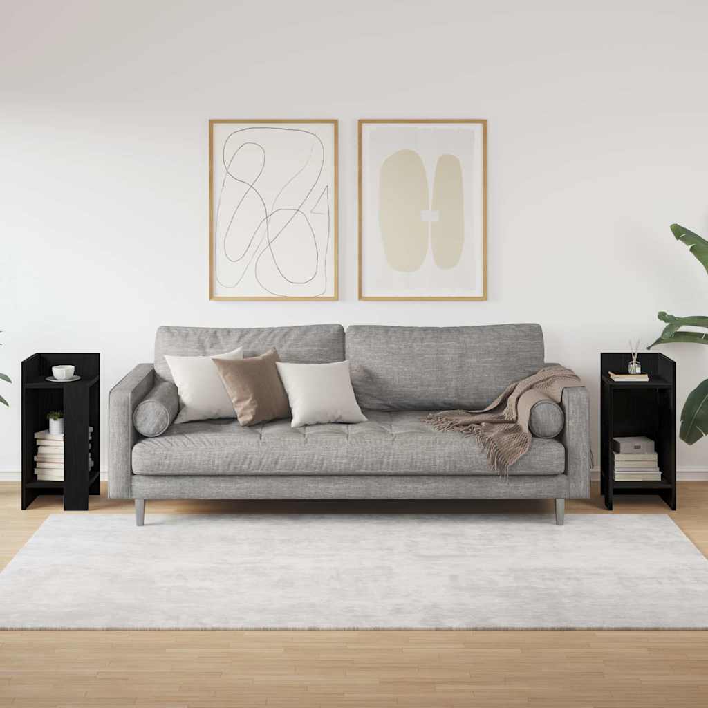 Mesas laterais 2 pcs com prateleira 110x50x103 cm preta