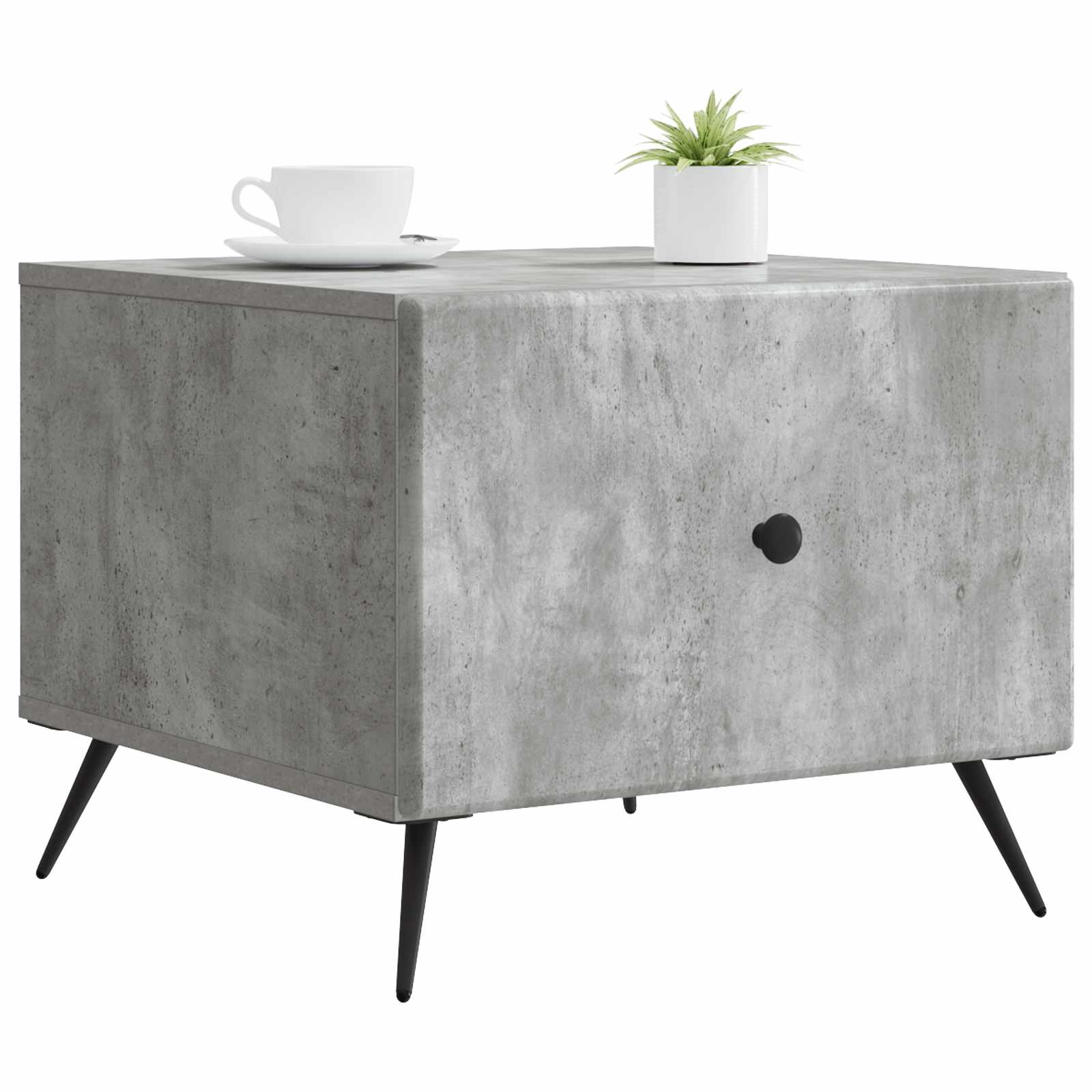 Mesa de centro com gaveta cinzento cimento 49 x 50 x 40 cm