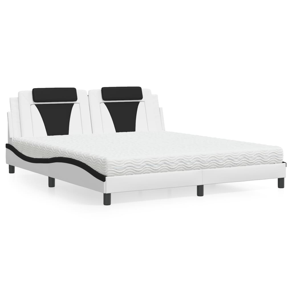 Cama viana com colchão 180x200 cm couro artificial preto e branco