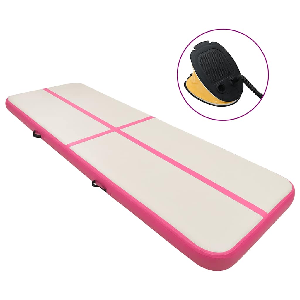 Colchão de ginástica insuflável c/ bomba 300x100x20 cm PVC rosa