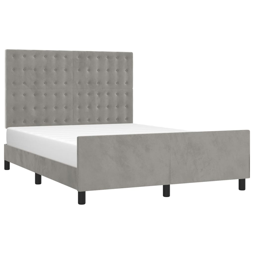 Estrutura de cama sem colchão 140x200 cm veludo cinzento-claro
