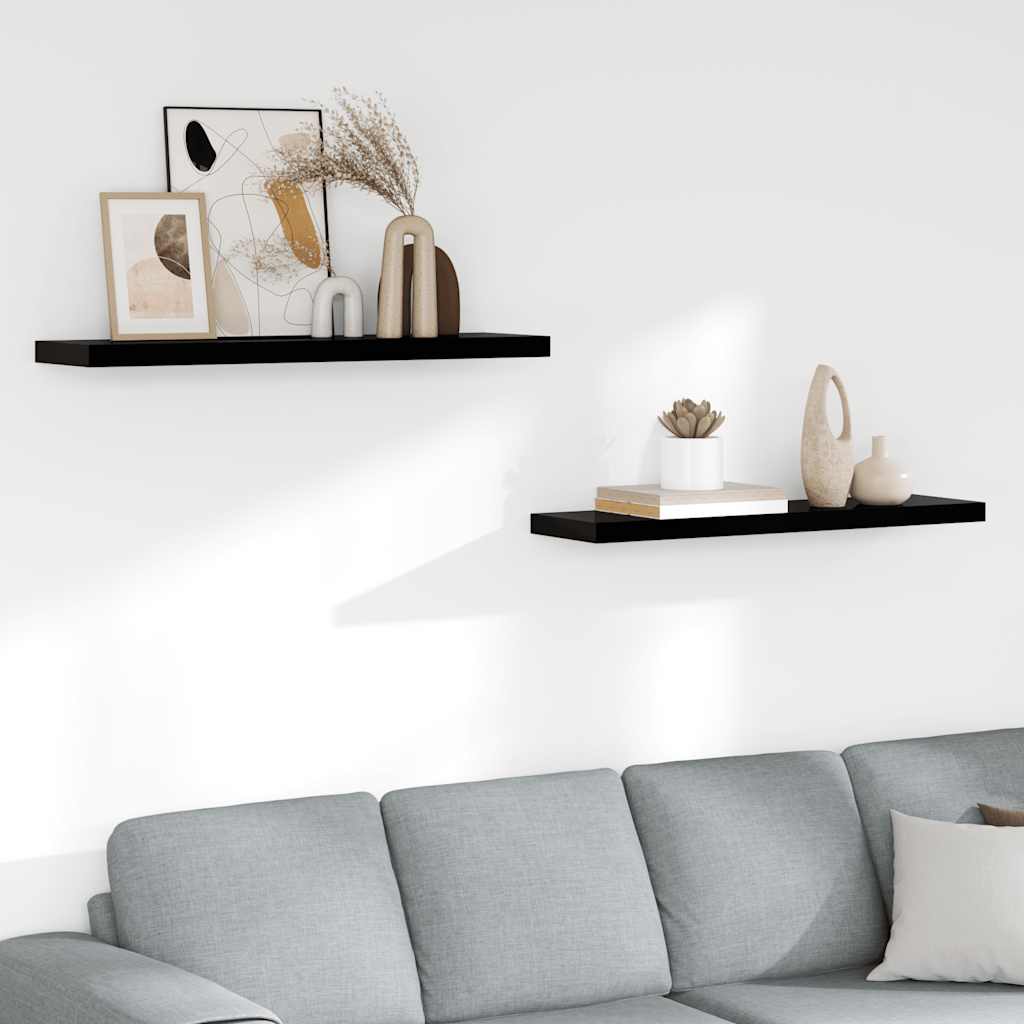 Prateleiras de parede suspensas 2 pcs 90x23,5x3,8cm MDF preto