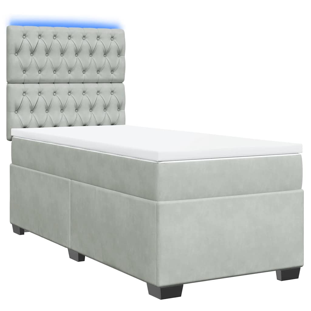 Cama com molas/colchão 80x200 cm veludo cinza-claro