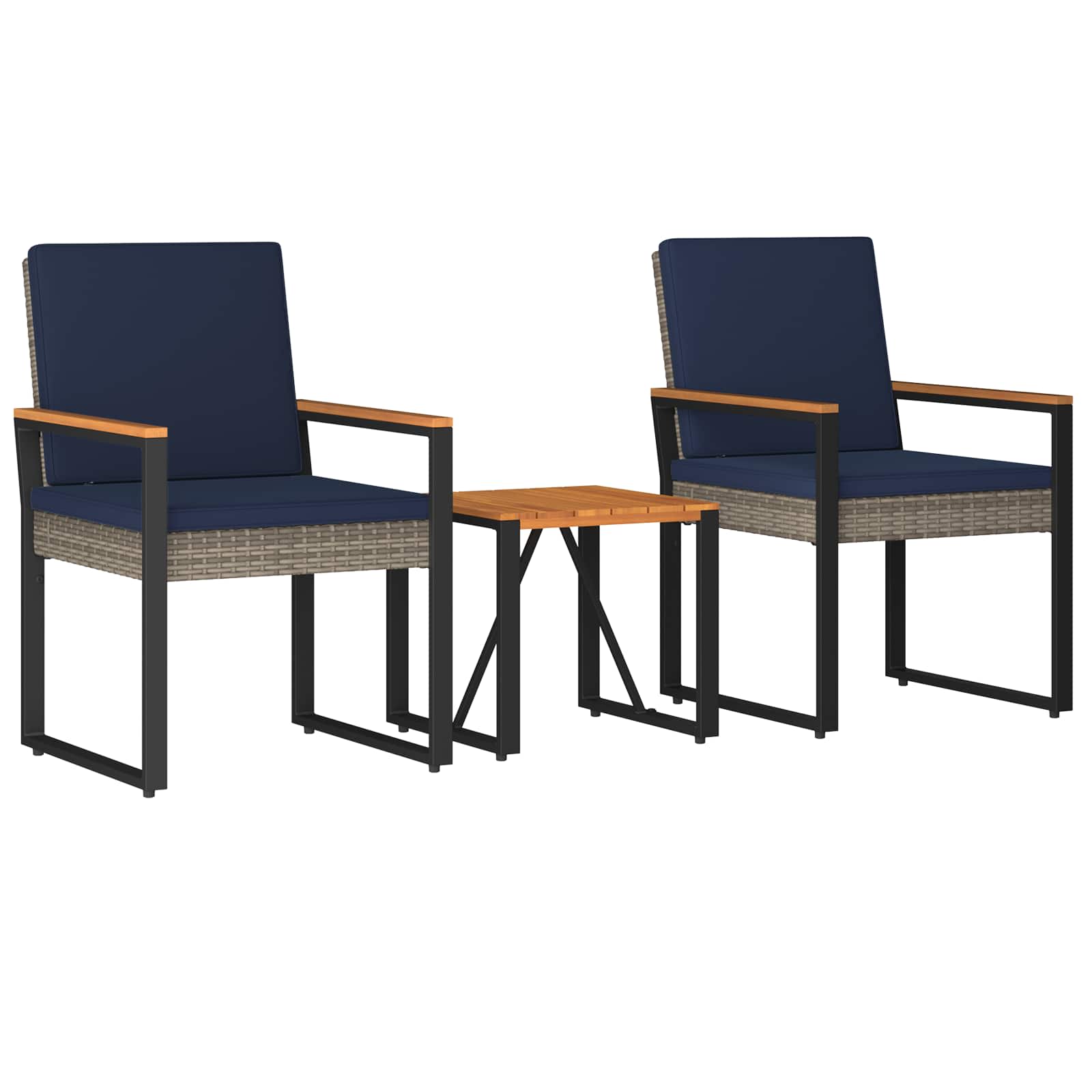 Conjunto de móveis para exterior 3 unid. cinza e azul marinho