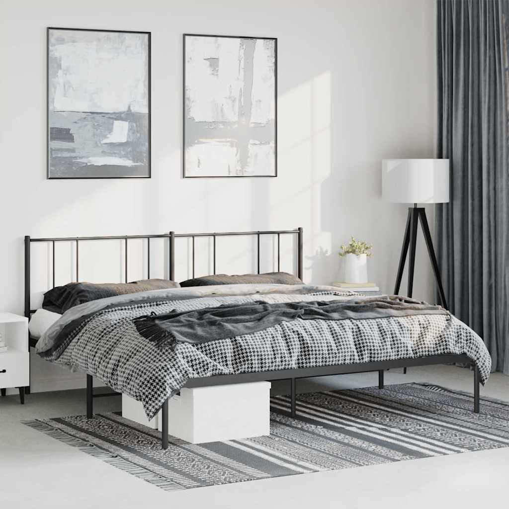 Estrutura de cama com cabeceira 193x203 cm metal preto