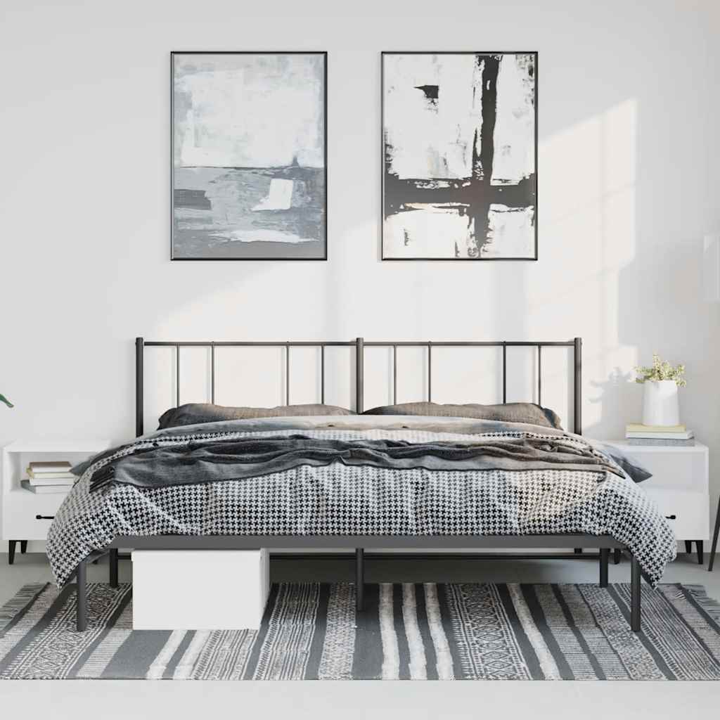 Estrutura de cama com cabeceira 193x203 cm metal preto