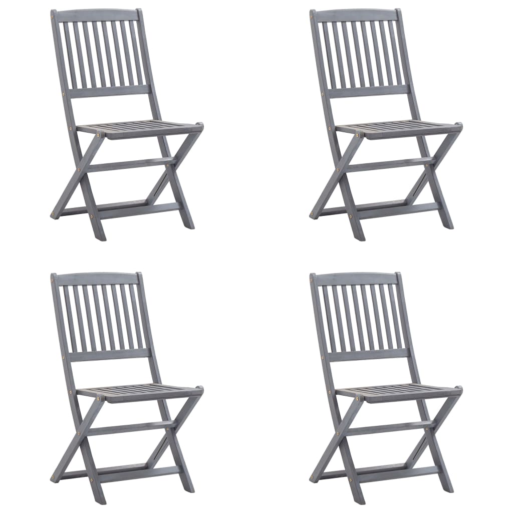 Cadeiras exterior dobráveis c/ almofadões 4 pcs acácia maciça