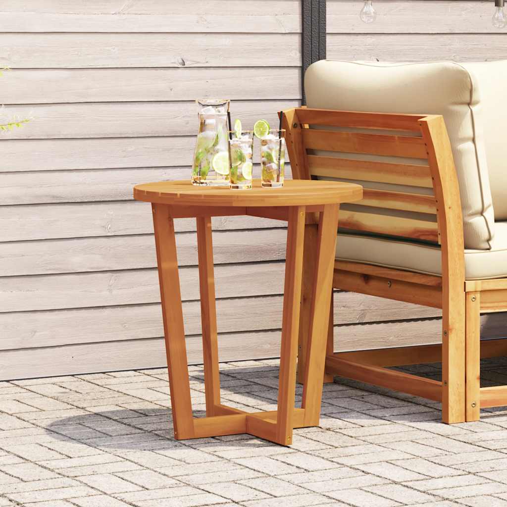 Mesa lateral redonda para jardim, ø70x75 cm, em madeira maciça de acácia