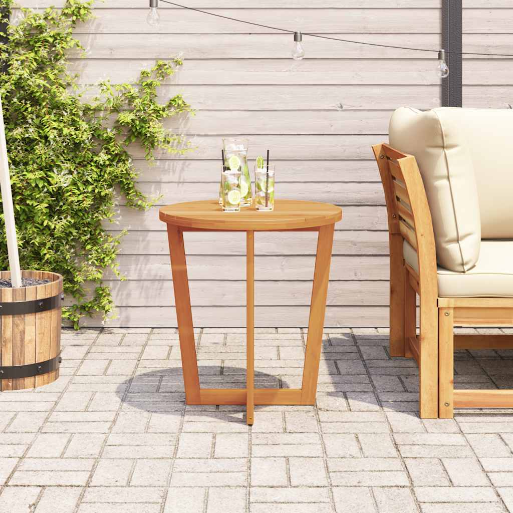 Mesa lateral redonda para jardim, ø70x75 cm, em madeira maciça de acácia