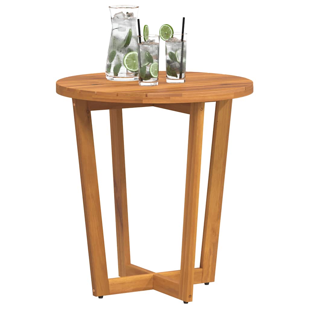 Mesa lateral redonda para jardim, ø70x75 cm, em madeira maciça de acácia