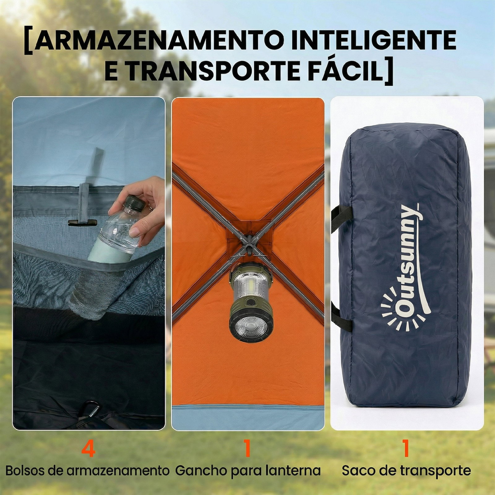 Tenda de campismo familiar tipo túnel para 4 pessoas com 2 quartos, portas e claraboias impermeável 530x380x220 cm multicor
