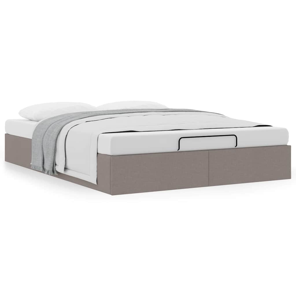 Estrutura de cama otomana sem colchão 140x190cm tecido cinzento