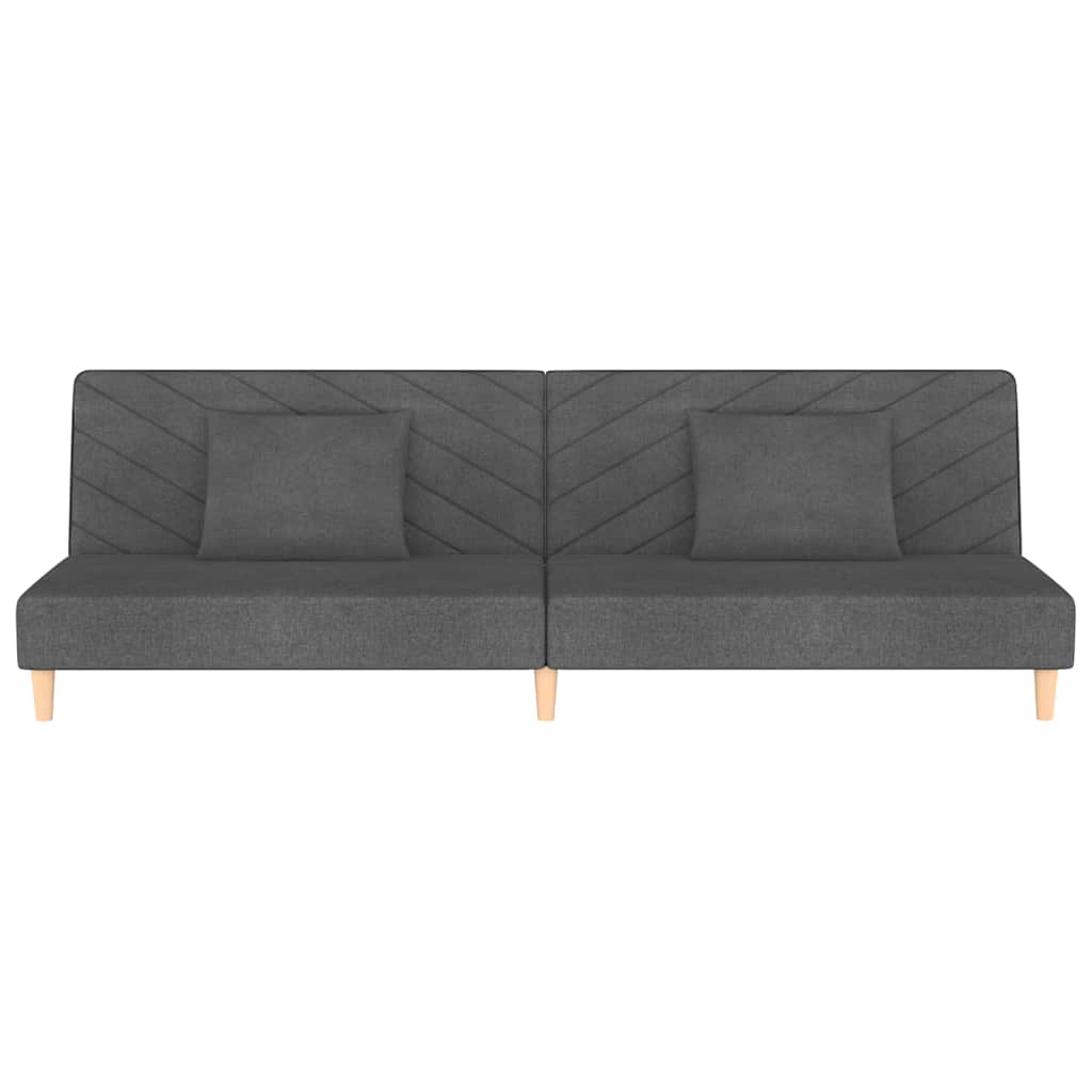 Sofá-cama 2 lugares com duas almofadas tecido cinzento-escuro