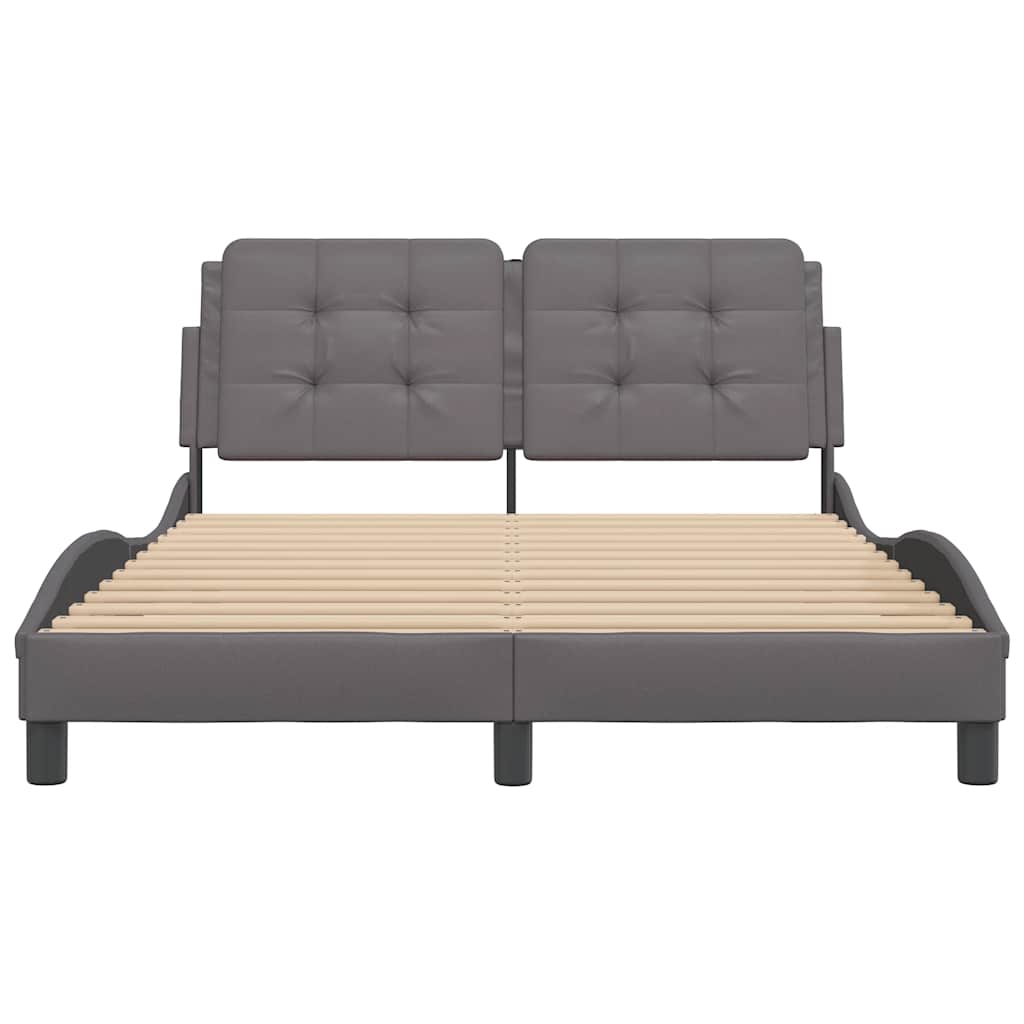 Estrutura de cama sem colchão zadar 140x200cm couro artificial cinzento