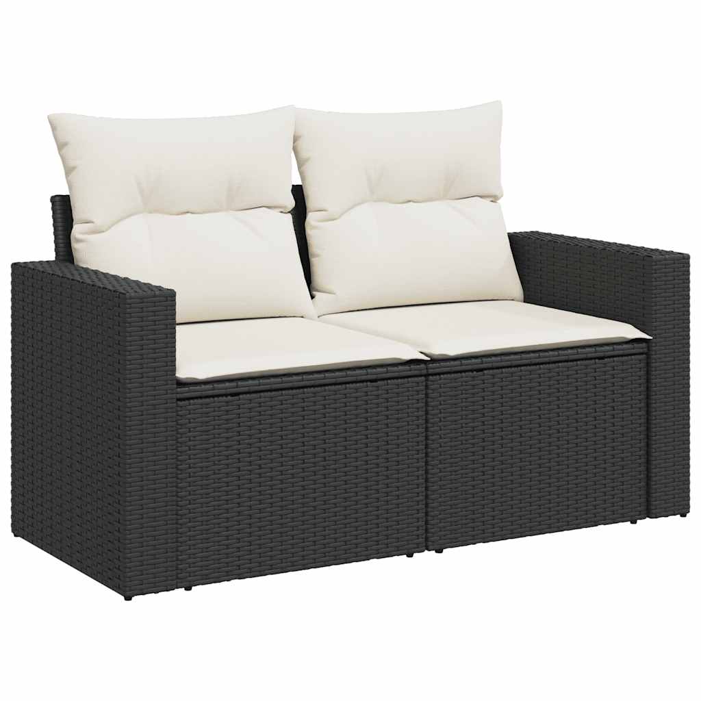5 Pcs conjunto sofás de jardim com almofadões vime PE preto