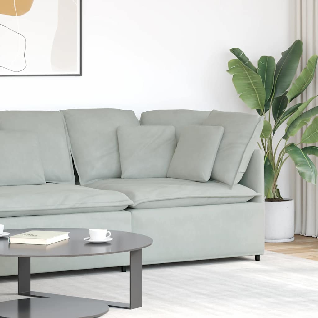 Módulo de canto para sofá modular com almofadas, cinza claro, 100 cm