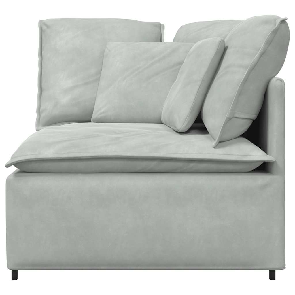 Módulo de canto para sofá modular com almofadas, cinza claro, 100 cm