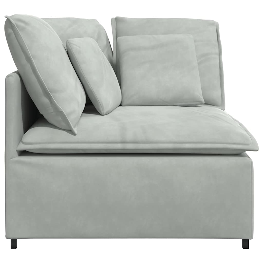 Módulo de canto para sofá modular com almofadas, cinza claro, 100 cm