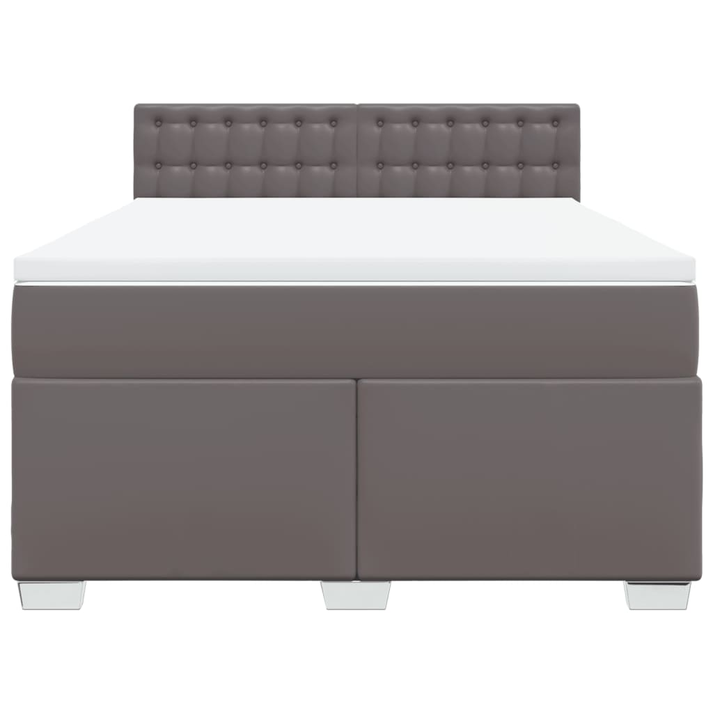 Cama com molas/colchão 140x190 cm couro artificial cinzento