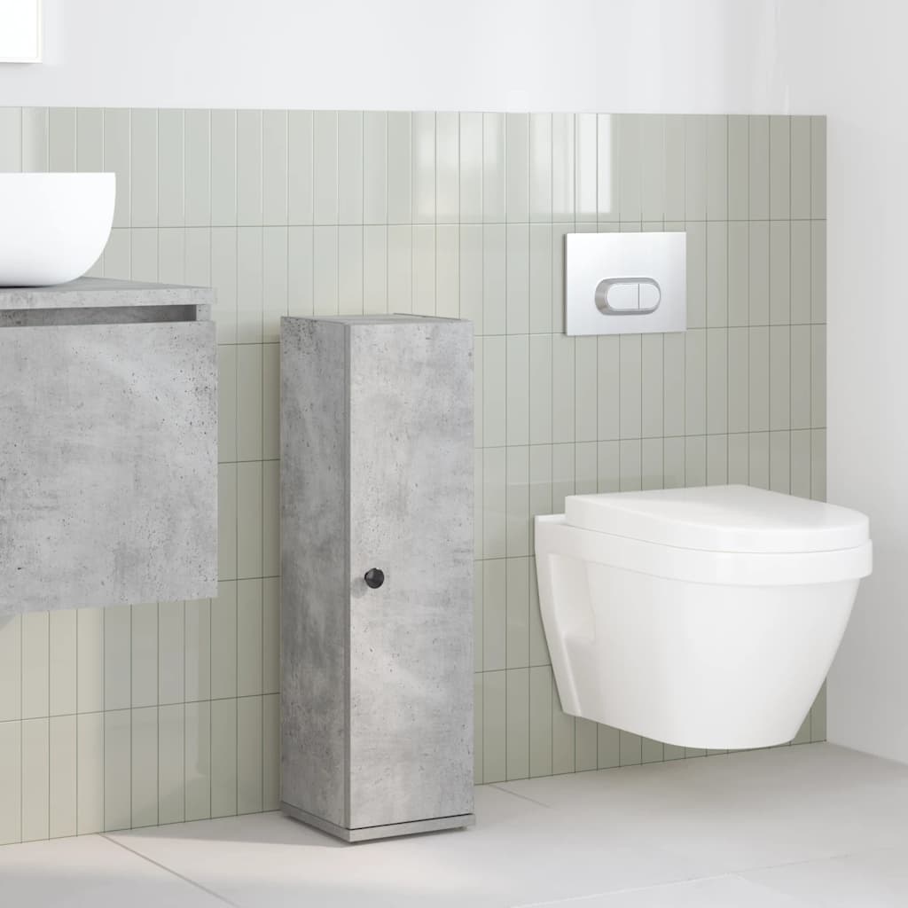 Móvel p/ casa banho c/ suporte rolos 20,5x22x72cm cinza cimento