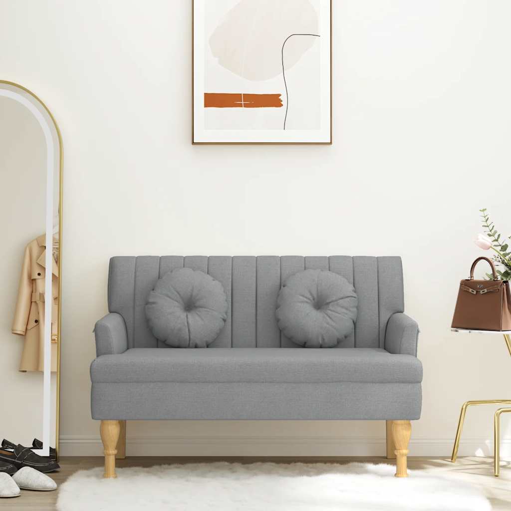 Banco c/ almofadões 113x64,5x75,5 cm tecido cinzento-claro