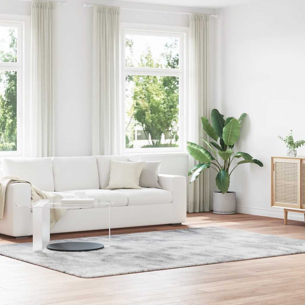 Tapete shaggy de pelo alto navarra 200x290cm cinzento prateado