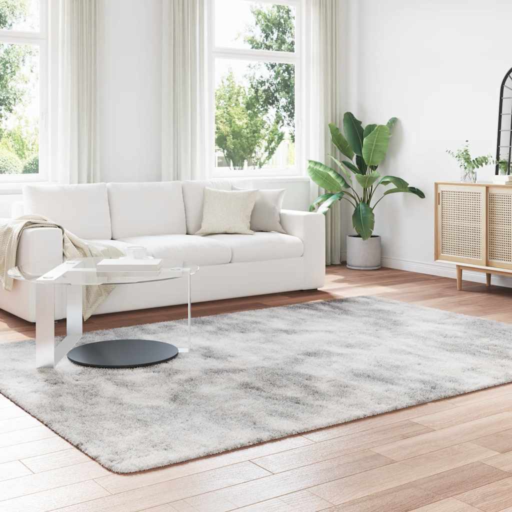 Tapete shaggy de pelo alto navarra 200x290cm cinzento prateado