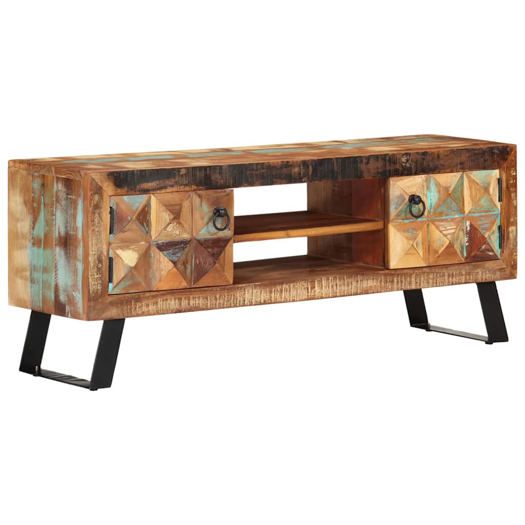 Móvel de TV 112x30x45 cm madeira recuperada maciça