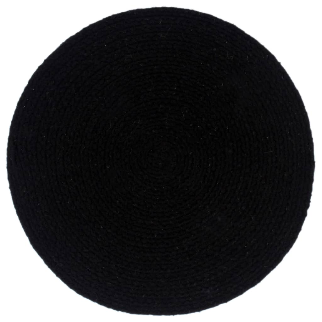Individuais de mesa 6 pcs em algodão liso 38 cm redondo preto