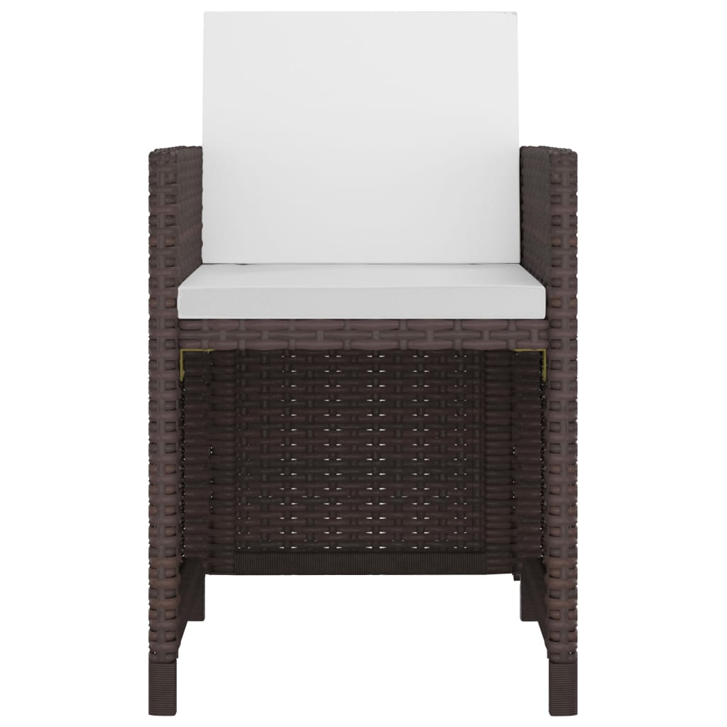 9 Pcs conjunto jantar exterior c/ almofadões vime PE castanho