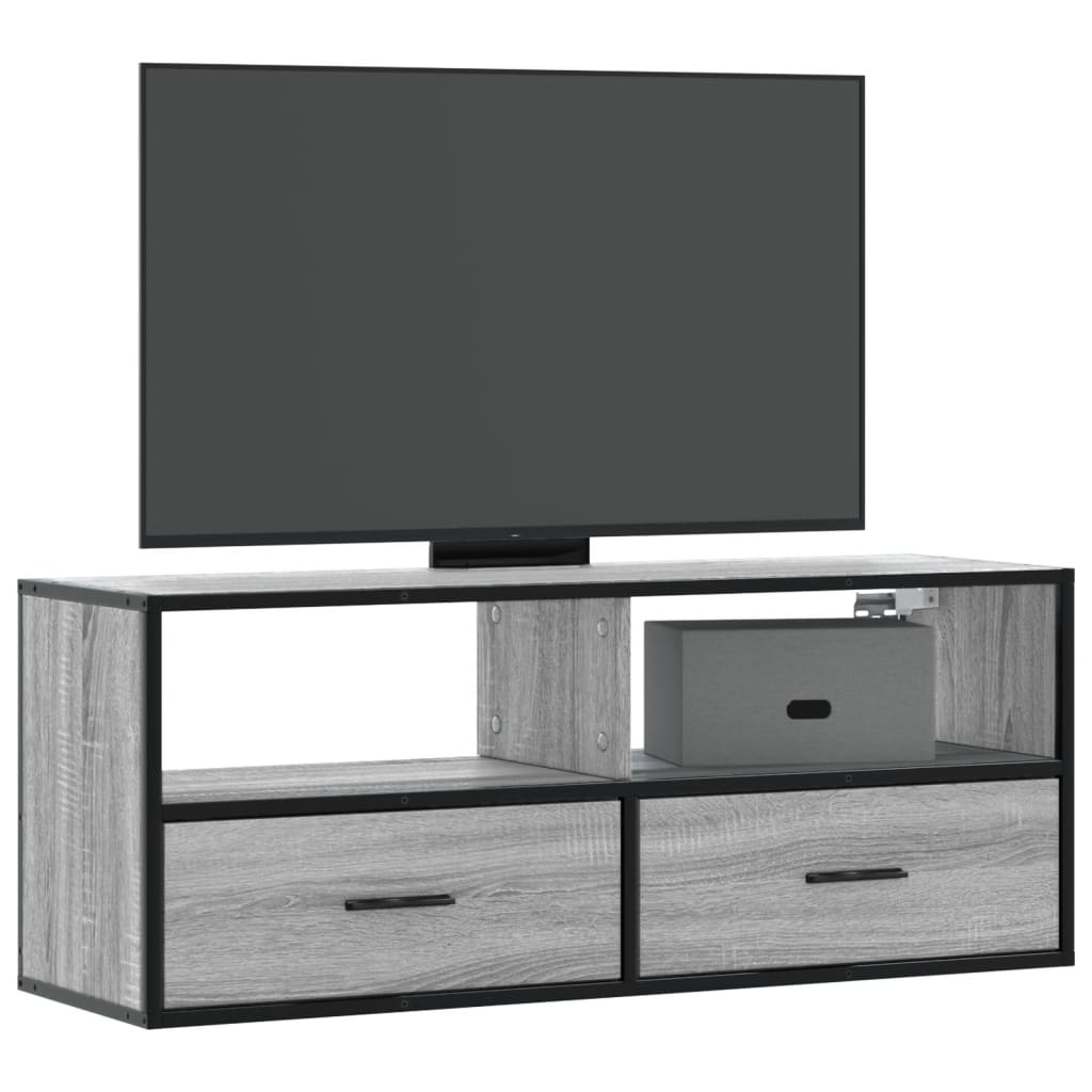 Móvel p/ TV 100x31x39,5 cm deriv. madeira/metal cinzento sonoma